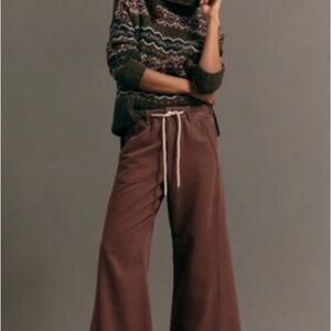 Pilcro Wide-Leg Pants in Rich Brown